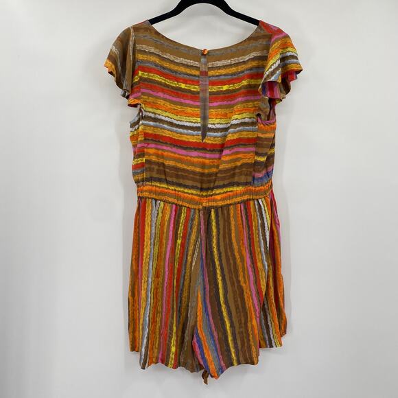 Anthropologie Eva Franco Carnival Multicolor Striped Tie Waist Romper Womens S - Picture 4 of 9
